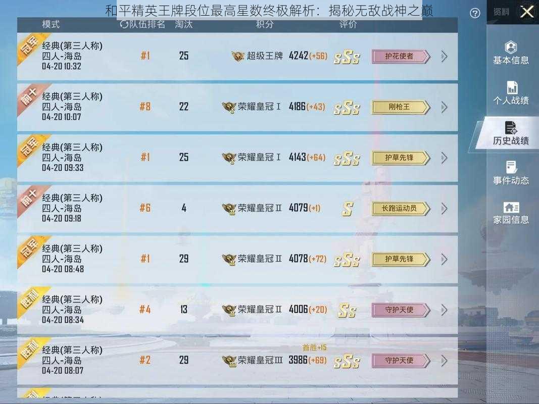 和平精英王牌段位最高星数终极解析：揭秘无敌战神之巅