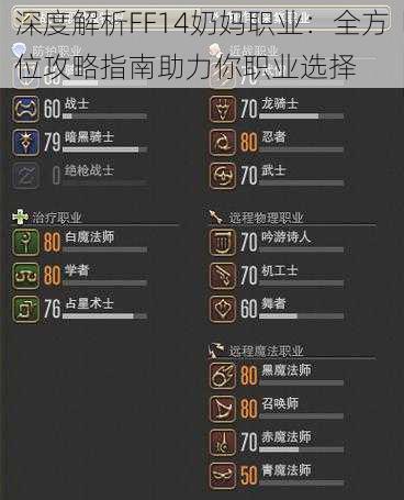 深度解析FF14奶妈职业：全方位攻略指南助力你职业选择