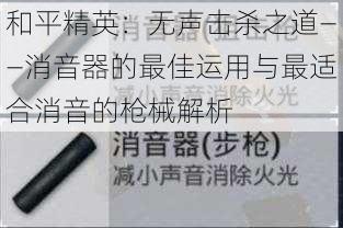 和平精英：无声击杀之道——消音器的最佳运用与最适合消音的枪械解析